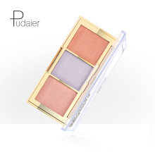 Pudaier 3 Color Highlighter Powder Palette Shimmer Face Contour Pressed Powder